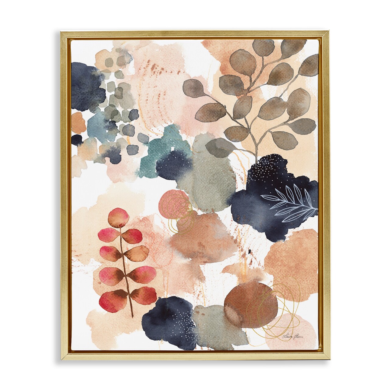 Stupell Industries Abstract Botanical Shape Collage Framed Floater Canvas Wall Art